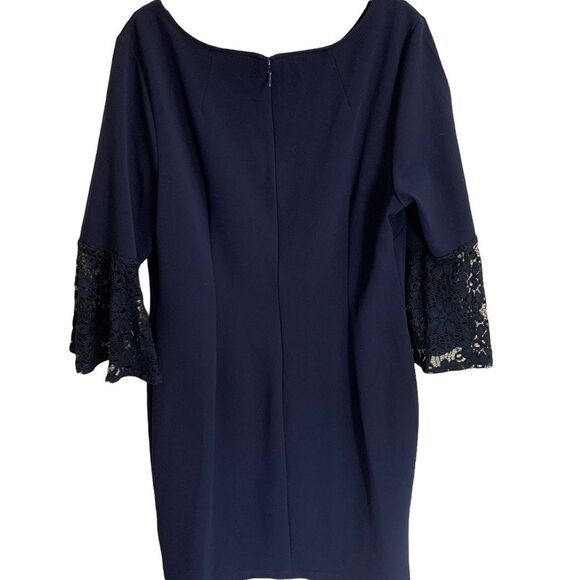 Hope & Harlow Navy Blue Bell Sleeve Dress - Size 14 - Picture 10 of 14